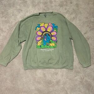 One Size green Urban Outfitters graphic crew neck